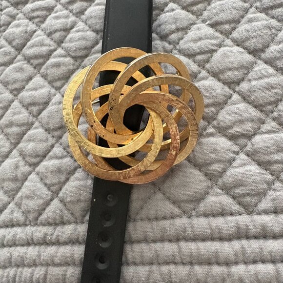 Vintage Gold Tone Swirl Brooch Abstract Interlocking Circles 2” Mid Century EUC - Picture 4 of 6